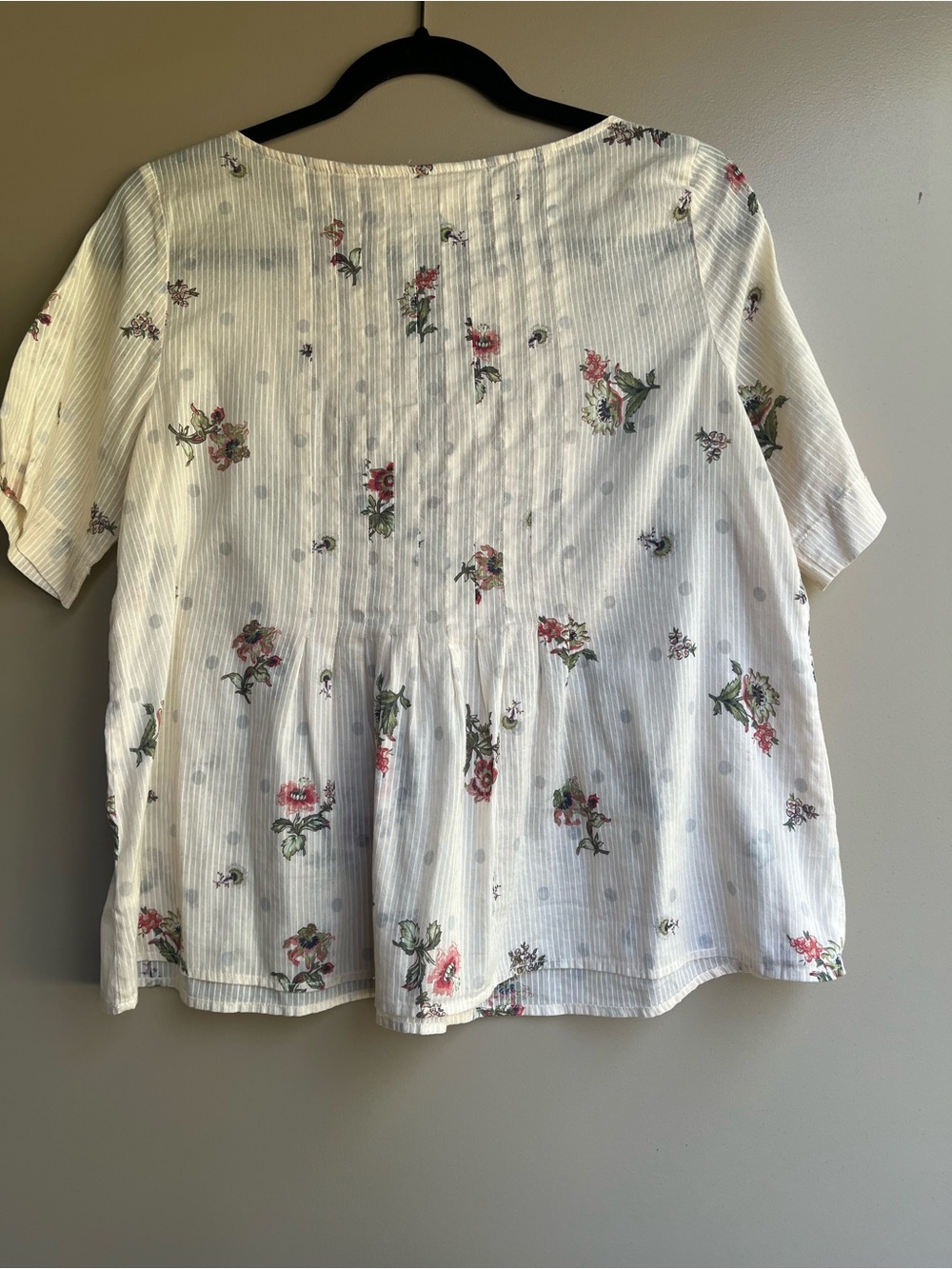 Maeve Cream Floral Peasant Tunic with Pink & Green Accents - Picture 4 of 4